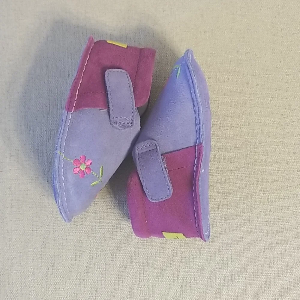 Pipit Toddler Flower Suede Shoes in Lilac/Fuschia